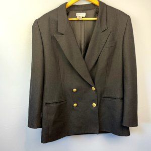 Talbots Black Double Breasted Wool Blazer with‎ Gold Eagle Buttons Size 1